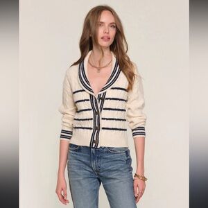Heartloom Cream and Black Cable Knit Cardigan